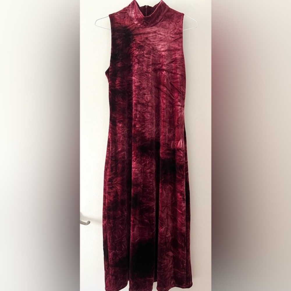 Ronni Nicole Elegant Velvet Sleeveless Dress - Burgundy S
